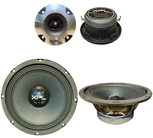 XPL Kit auto 2 midrange XW08-403 da 20,00 cm 150 watt rms e 300 watt max + 2 tweeter XTW2501 da 9,60 cm 100 watt rms e 200 watt max, kit a coppia
