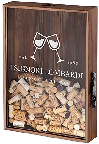 Maverton Raccogli tappi di sughero o birra - con stampa personalizzata - in legno - cavatappi per vino e birra con un coltellino - scatola porta tappi - idee regalo - insieme