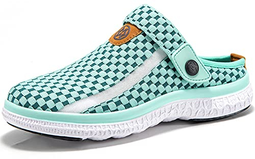 Sommer Unisex Atmungsaktiv Clogs Flach Hausschuhe Mesh Slippers Muffin Drag rutschfest Pantolette Outdoor Strand Schuhe Hollow Strand Sandalen, Grün, 39 EU