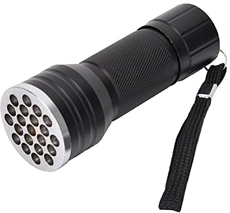 ASHATA LED-UV-Schwarzlicht-Taschenlampe, 21 Lampenperlen, UV-Kleber-Härtungslampe, Ultraviolettes Licht, Wasserdichtes Design, 395–400 Wellenlänge, für Outdoor-Aktivitäten,