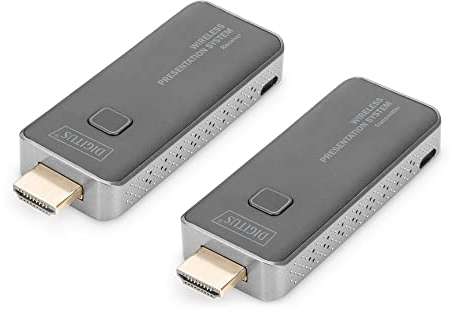 DIGITUS Click & Present Mini – Kabelloses Präsentationssystem – Für Laptop, Tablet, Smartphone – Keine App/Treiber erforderlich – Schwarz