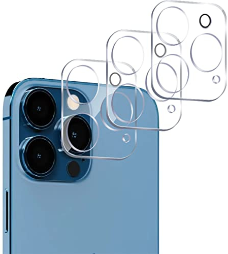 N//C Seminer Lot de 3 protections d'objectif d'appareil photo compatibles avec iPhone 12 Pro Max HD Transparent Anti-rayures