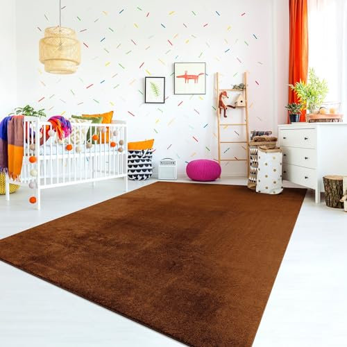 TT Home Teppich Kinderzimmer Waschbar rutschfest Kinderteppich Junge Mädchen Weich Pastell, Farbe: Kupfer, Größe:200x280 cm