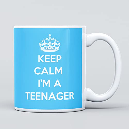 Taza de café grande de cerámica resistente con texto en inglés Keep Calm I'm A Teenager Boy, taza para hombres, hombres y niños, regalo para cumpleaños, Navidad, felicitaciones, hogar o trabajo