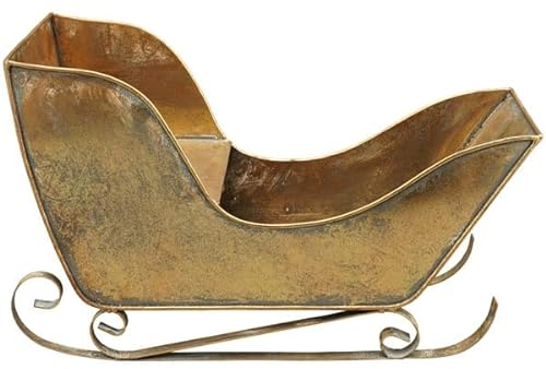 Generisch Deko Schlitten Weihnachten Christmas Metall Gold 37cm