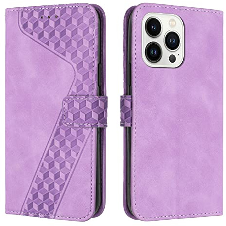 YIRRANZD Custodia per iPhone 14 PRO Max, Cover a Libro in Pelle PU con Slot Cart e Silicone TPU Bumper, Flip Caso Portafoglio Cover per iPhone 14 PRO Max (Viola)