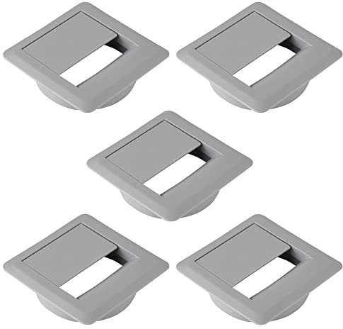 CAVO 5er Set Kabeldurchlass (70 x 70 mm, Höhe 18,3 mm, 60 mm Durchmesser, grau) Tischdose, ideal für Kabel mit großen Steckern