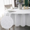 Yeahshion Runde Tischdecke Fleckabweisend Weiß Φ180cm, wasserdichte Tischdecke Polyester-Leinen-Optik für Tisch, Esszimmer, Restaurant Schutz (Weiß, Φ180cm)