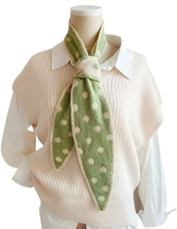 Bysonglezai Schal Damen Schals Halstuch Herren Mütze Frühling Herbst Winter Koreanischer Weiblicher Schlanker Schmaler Punkt-Doppelschicht-Strickwolle-Warmer Schal-Winter-Scharfe Ecke-Kreuz-Elasti