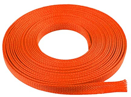 MOCNT PET Expandable Braided Sleeving Wire Braided Sleeve Cable Management Flexible Insulated Sheath Sleeve Loom Tubing Cable Tidy Protection Wrap Cover Orange 10mm 15Meters