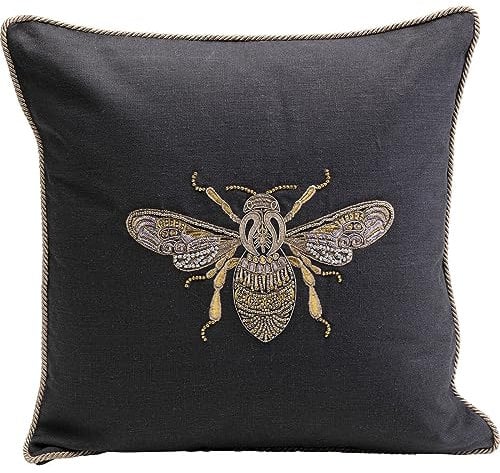 Kare Design Kissen Glitter Bee, Schwarz, Abnehmbarer Bezug mit Reisverschluss, mit Füllung, Dekokissen, Zierkissen, Wohnaccessoire, Bezug in Samtoptik, 40x40 cm (H/B)
