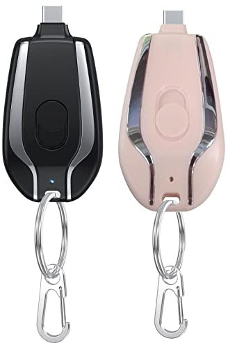 2pcs Mini Power Emergencys Pod, Portable Charger, Type C Power Bank, 1500mAh Portable Keychain Charger With Type-C, Ultra-Compact Mini Battery Pack Fast Charging Backup Power Bank Phone