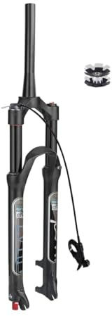 LvTu MTB Federgabel 26 27.5 29 Zoll, 140mm Federweg Konisch und Gerade Fadenlos Zugstufeneinstellung Fahrrad Luft Vorder Gabel - Schwarz (Color : Tapered Remote Lockout, Size : 29 inch)