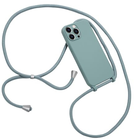 Emlivi Mobile Phone Lanyard Case for iPhone XS, Necklace Case with Lanyard, Crossbody Protective Case, Soft Silicone Shoulder Strap, TPU Cover with Stylish Strap, Chain Case for iPhone X, Light Green