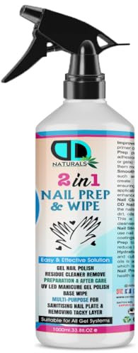 Prep + Wipe Gel Nail Polish Residue Cleaner Remover, Preparation & After Care, UV LED Manicure Gel Polish Base Wipe, Multi-Purpose for Sanitising Nail Plate 100ML