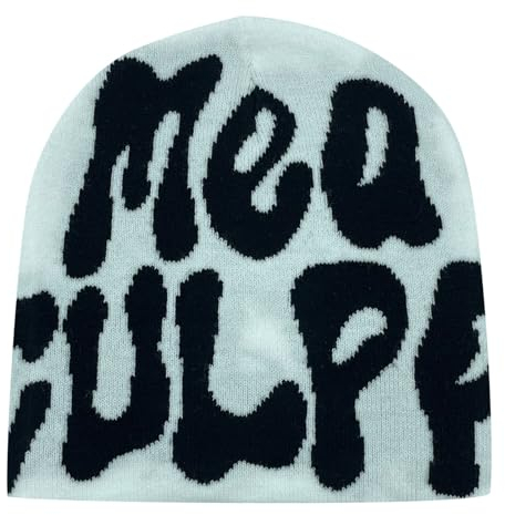 Y2k Beanie Mütze Herren Damen Teenager Y2k Cap Winter Knit Skater Beanie Mütze Hip Hop Strickmützen Baumwolle Spider MEA Culpa Printed Y2k Beanie Cap Hat Pink Harajuku Fashion