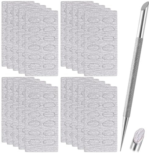 HINZIC Repousse-cuticules en acier inoxydable à double extrémité, autocollant, grain 240, feuilles de papier abrasif de remplacement pour femmes et filles