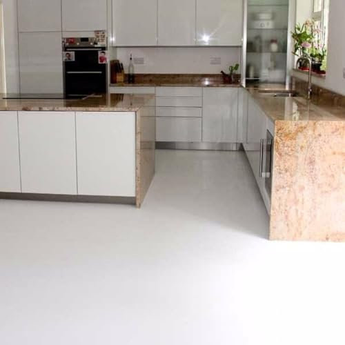 VINYL FLOORING UK White Anti-Slip Plain Effect Anti-Slip Vinyl Flooring for LivingRoom Hallways Kitchen 2.0mm Thick Cushion Backed Waterproof Linoleum Flooring-2m(6'6) X 2m(6'6)-4m²