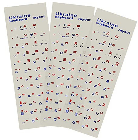 Mxming Ukrainische Tastatur-Aufkleber, Ukraine, Schwarz/Transparenter Hintergrund mit Weißer/Farbiger Beschriftung für Computertastatur, Tastaturaufkleber, Klein, Transparent, Schwarz, 13 x 11 mm