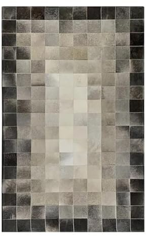 RXRENXIA Klassischer echter Rindsleder-Teppich für Zuhause luxuriöser Kuhfell-Nähteppich handgefertigter Rindsleder-Teppich Patchwork-Kuhfell-Teppich Rindsleder-Lederfell für Schlafzimmer,4x3 Feet