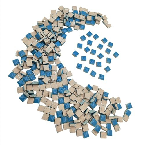 500 g quadratische Keramik-Mosaikfliesen zum Basteln, 1,2 x 1,2 cm, Porzellan-Mosaikfliesen, quadratische Mosaikstücke für DIY-Mosaikprojekte, Heimdekoration (blau)