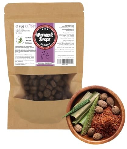 Wurmerli Katzenleckerlis & Katzensnack Kitten für Katzen | Zuckerfrei & weizenfrei mit Aloe Vera & Grüner Walnuss | Für Junge Katzen, kleine Stücke & sanft getrocknet | 180 Stück | Made in Germany