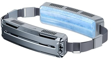 Milageto Ventilador con cinturón de Hielo, Ventilador de refrigeración, Aire Acondicionado, Ventilador Personal extraíble, Ventilador portátil para Trabajos al, Gris Oscuro