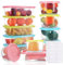 GSrenyu 12pcs Mini Food Containers with Lids Airtight,160ml/200ml Plastic Snack Pots,Reusable Boxes Snack Jars for Lunch Snacks,Yogurt and Salad