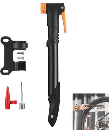 Bike Pump, Portable Aluminum Alloy 120PSI Bicycle Pump, Mini Bike Pump Compatible with Schrader Valve Presta Valve Pump with Frame Mount and Ball Pump Needle Cycle Pump for Mountain Bike, Road Bike