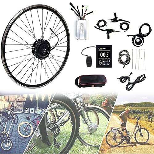 Kit Bici elettrica, Kit di conversione Bici elettrica 36V 250W/350W/500W Kit di conversione Motore mozzo Bici elettrica Ruota Anteriore con Display KT-LCD8S, 20/24/26/27,5/28/