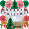 Syoulin-weihnachtsdeko innen，Christmas Decorations，weihnachtsdeko Tisch, Frohe Weihnachten Banner Girlande,Weihnachtspapierfächer/Weihnachtsbäume aus Papier, Glocken，3DWeihnachtshirschdekoration
