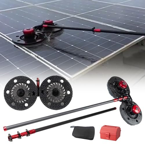 Solar Panel Cleaning Machine, 70cm Rotating Brush Head, Telescopic Hydrocleaner, Photovoltaic Power Generation Panel Cleaning Brush,7.2M