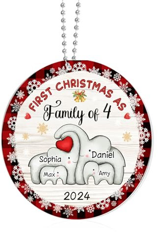 Ornamento Natalizio Personalizzato In Acrilico Decorazione Natalizia: Con 2-6 Nomi Foto Testo Decorazione Da Appendere Regali Per Primo Natale Neonati Coppie Recentemente Sposate (4 nomi)