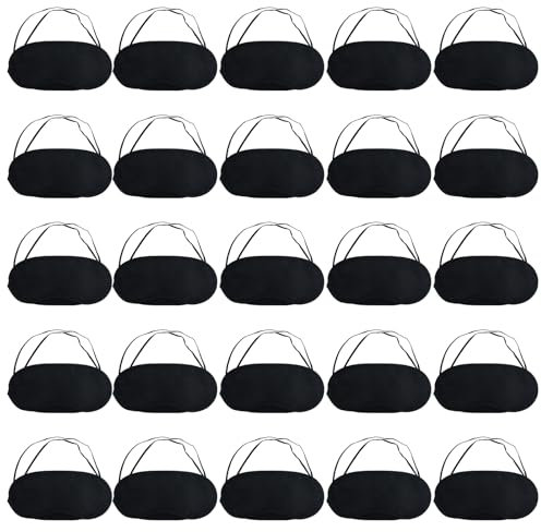 25 Pièces Masque pour les Yeux Bandés, Masque de Sommeil avec Sangles Réglables, Masque de Nuit Ultra Doux Respirant Masque Yeux Dormir pour Maison Avion Train, de Voyage (Noir)