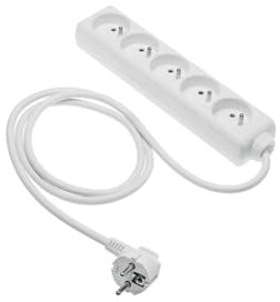 GTV Rallonge Domestique, multiprise 5 Prises avec 5 Prises françaises, 5 m de Longueur, Charge maximale 2000 W, Prise européenne, Durable et sûre