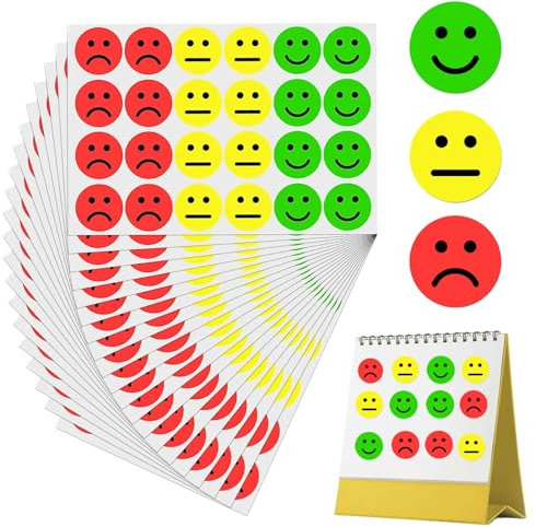 1200 Stück Smiley Aufkleber2.5cm,Smiley Sticker,Belohnungssticker,Aufkleber Smiley,Emotion Aufkleber,Belohnung Bewertung Aufkleber Für Moderationskarten Moderationskoffer Belohnungssticker