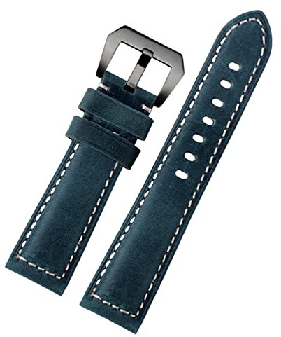VYSLZ 20mm 22 mm 24 mm 26 mm echter Leder Retro Man Uhrenband für Panerai PAM111 441 Kaufmanns -Wachband -Handgelenksgurt(Blue-black,24mm)