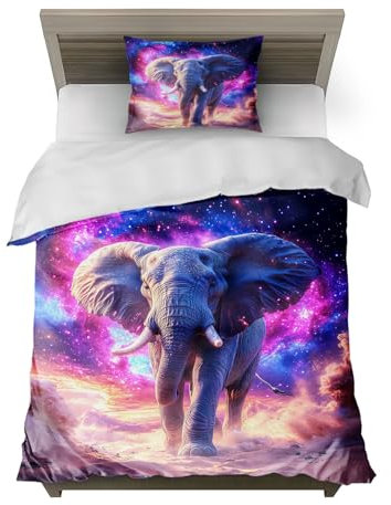 HommomH Elefant Motiv Bettwäsche Maße 135x200 cm Microfaser 2 teiliges Set enthält 1 Bettbezug und 1 Kissenbezug 80x80 cm für stylische Einzelbetten