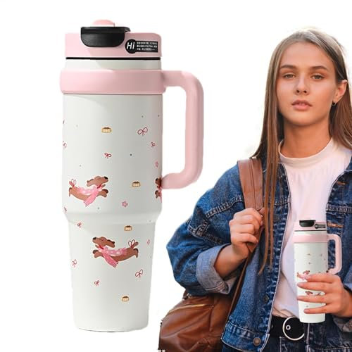 Générique Modern Insulated Tumblers, Leakproof 1000 ml Reusable Bottle, Cupholder-Friendly Iced Coffee Mug, 2,56 x 9,84 x 3,54 Inches Tumbler with Straw and Lid for Hot and Cold Beverages