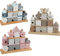 Steckspiel Haus rosa Personalisierbares Geschenk zur Geburt Mädchen Handmade Holzspielzeug Personalisierte Baby Label Stapelturm mit Name & Geburtsdaten Einzigartigliebe (Blau)