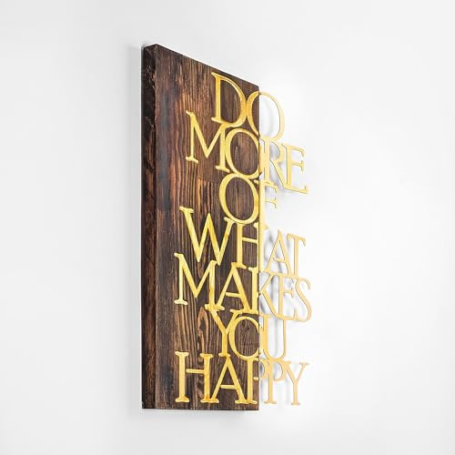 Elegant Decorative Wooden Wall Accessory, 42 x 58 cm, Walnut & Gold | 50% Wood (3 cm) & 50% Metal (1.5 mm) | Wall-Mountable, Unique Design