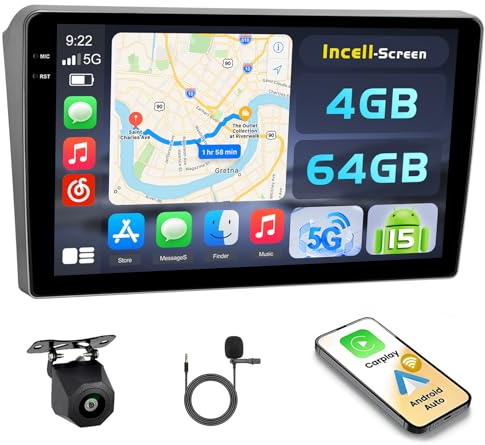 Hikity 4G+64G Android 15 Autoradio 9 pour Peugeot 407 CarPlay | Wireless CarPlay. Android Auto. WiFi. FM/RDS. BT. Caméra + MIC