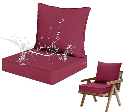 Generisch Sitzauflagen Gartenmöbel mit Rückenkissen Set - wasserdichte Sitzkissen für den Außenbereich Outdoor Polster für Auflagen Lounge Haus Auto Büro Sofa Stühle,L,pad48*48 * 8CMpillow48*43CM