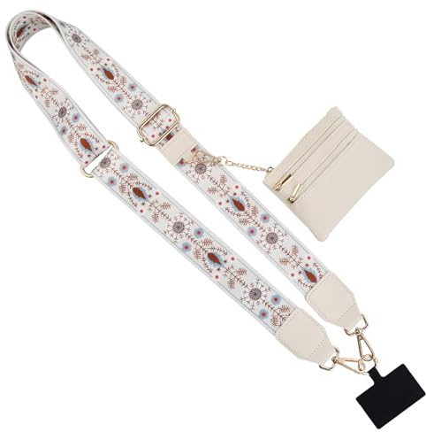 Ziyonix Handykette Mit Tasche, Handy Umhängeband mit Reißverschlusstasche Verstellbare Handyband zum Umhängen PU Leder Zipper Crossbody Geldbörsen für alle Smartphone-Modelle