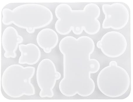 Moule en silicone pour médaille pour animal de compagnie – Moule en résine en forme d'os de chien, poisson et chat, moule flexible pour porte-clés durable, design anti-adhésif | Outil d'artisanat en