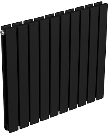 Baridi Horizontal Double Flat Panel Radiator 600 x 700mm, 10 Fins, Efficient Heat Output, Central Heating, Black – DH345