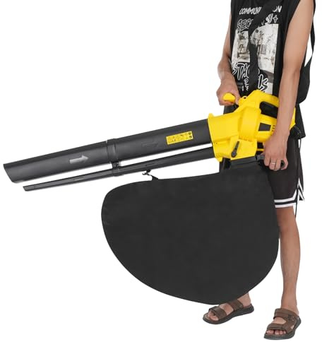 Soffiatore elettrico da 3000 W, 2 in 1, funzione di soffiaggio e funzione di aspirazione, velocità del vento 167,77 mph, soffiatore per foglie da 35 l, spazzatrice con tracolla