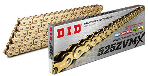 DID Kette 525 ZVMX, 120 Glieder (X-Ring gold), offen mit Nietschloss