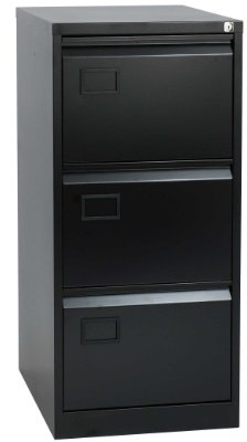 Jemini 3 Drawer Filing Cabinet Metal, Black, 62.2 x 47 x 101.6 cm