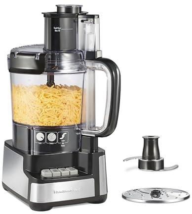 Hamilton Beach Stack & Snap Food Processor and Vegetable Chopper, BPA Free, Stainless Steel Blades, 12 Cup Bowl, 2-Speed 450 Watt Motor, Black (70725A)